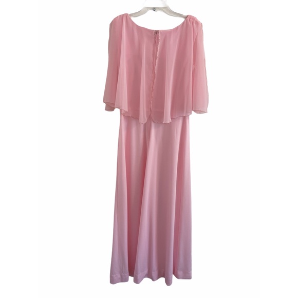 Vintage Mary Martin 1960s Maxi Dress Size 12 Pink Chiffon - Picture 1 of 7
